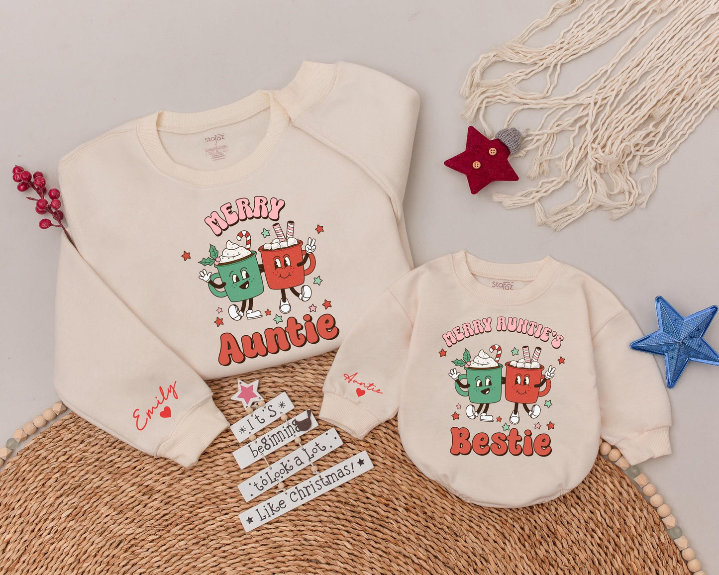 Festive Auntie & Niece Matching Sweatshirts for Holiday Season