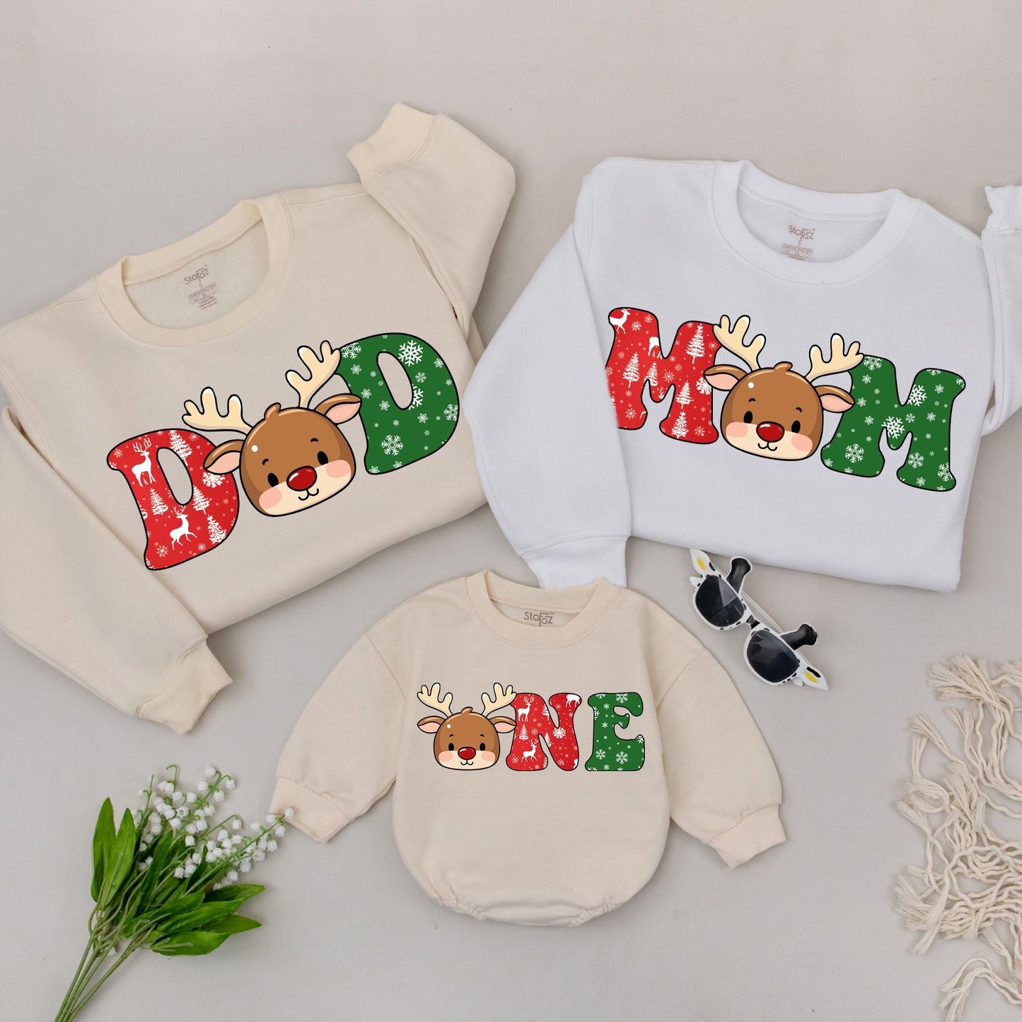 Matching Reindeer Family Christmas Sweaters – Mommy & Me Outfits