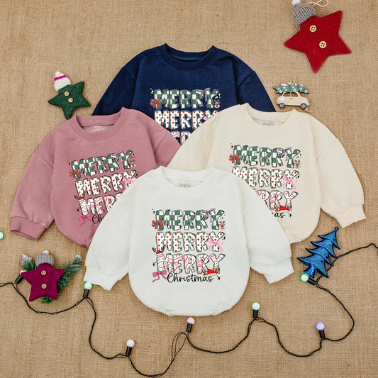 Festive Baby Romper & Sweatshirt Bodysuit – First Christmas Outfit