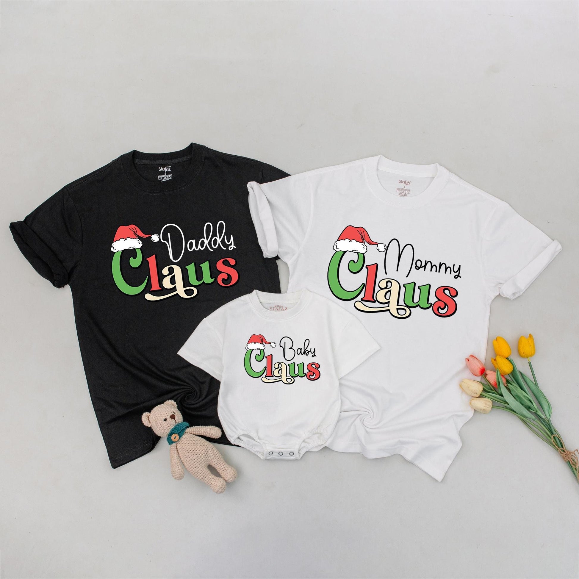 Matching Family Christmas Shirts: Mama & Daddy Claus Holiday Tees