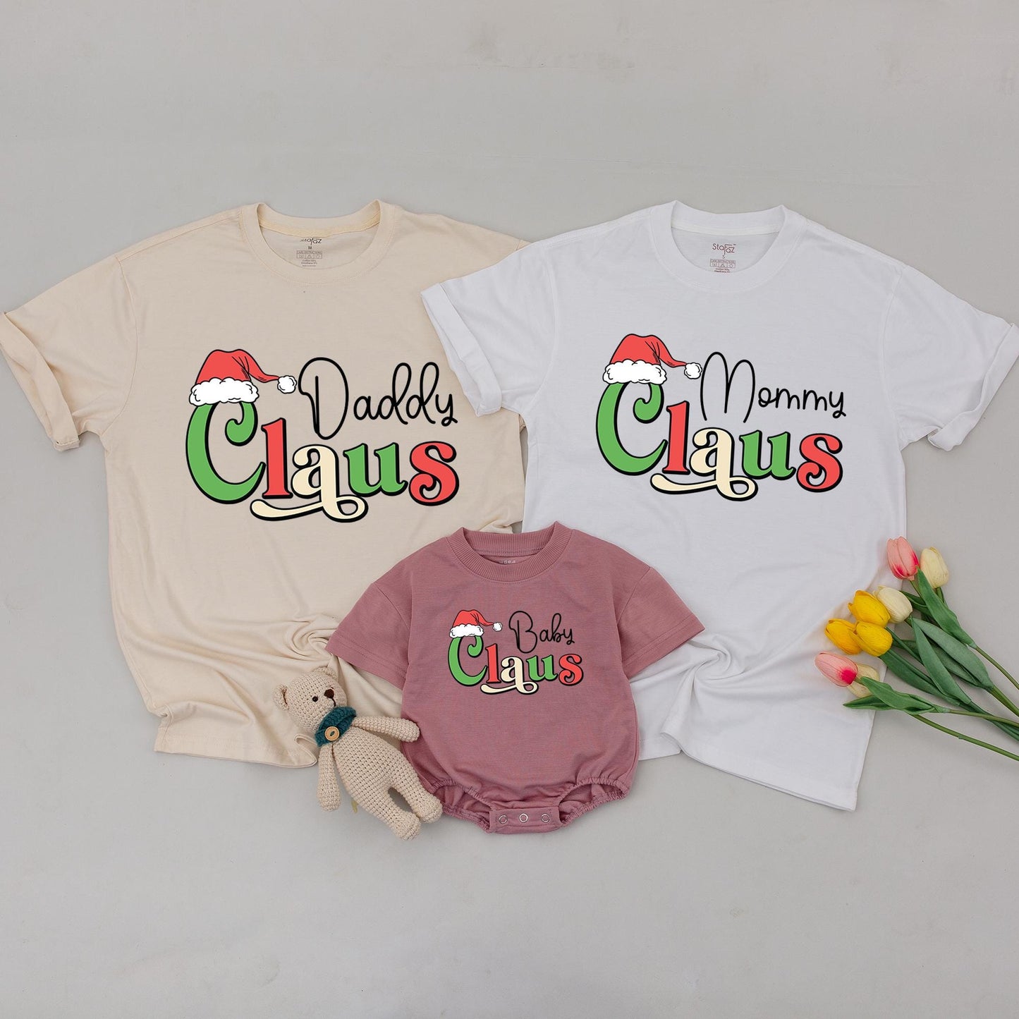 Matching Family Christmas Shirts: Mama & Daddy Claus Holiday Tees