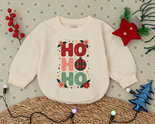 First Christmas Romper & Sweatshirt Set: Vintage Holiday Baby Outfit