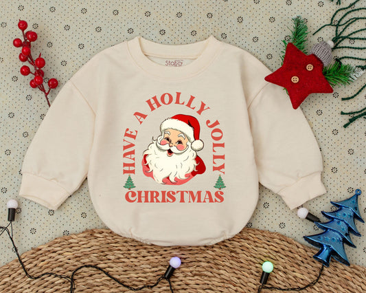 Vintage Retro Santa Baby Romper: First Christmas Outfit & Gift