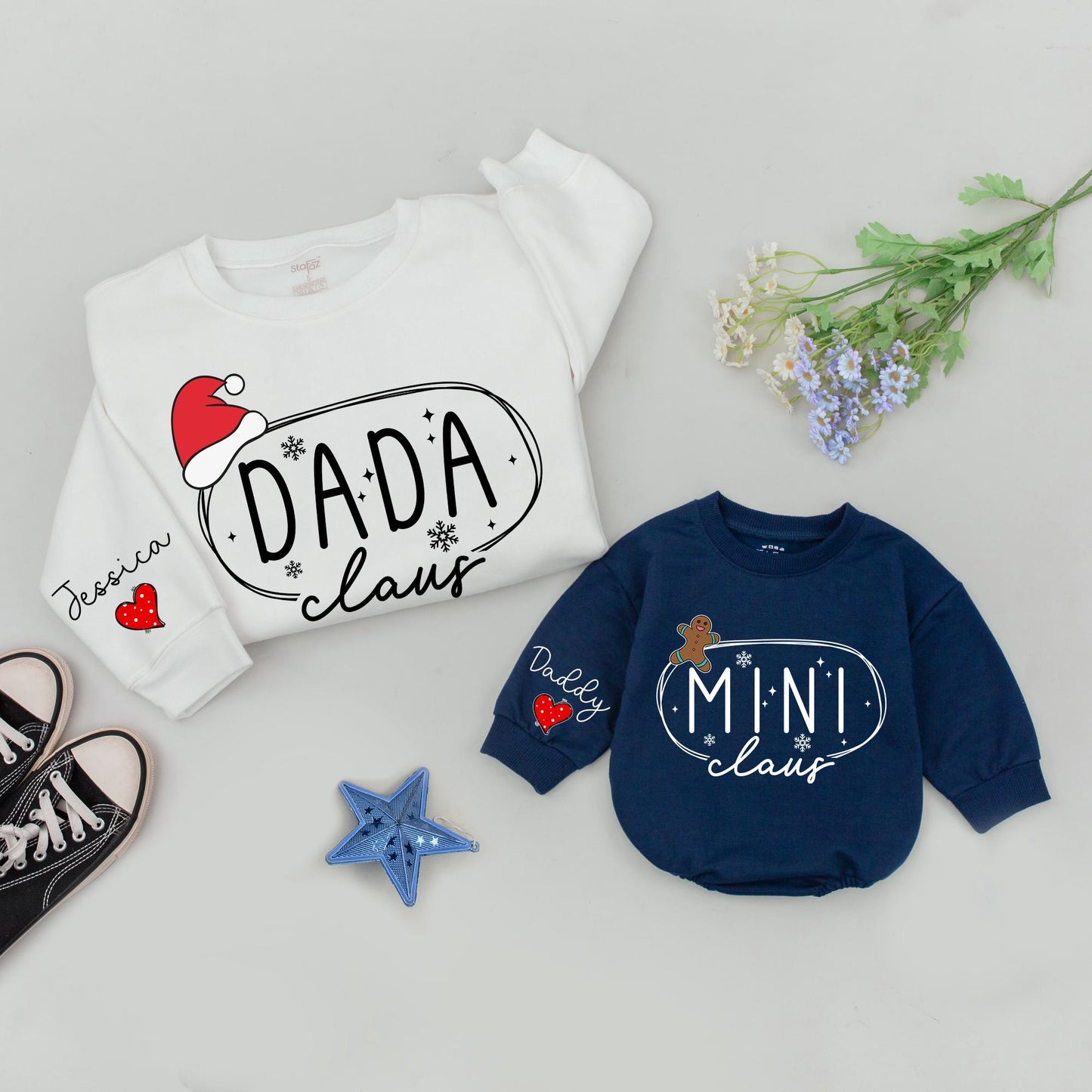 Matching Family Christmas Sweatshirts: Mama, Dada, and Mini Outfits