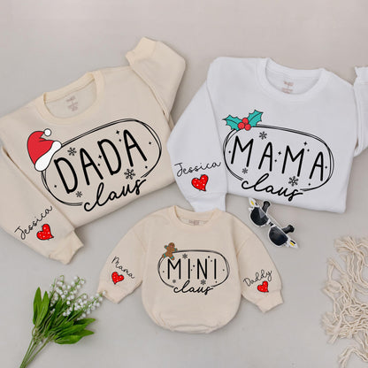 Matching Family Christmas Sweatshirts: Mama, Dada, and Mini Outfits