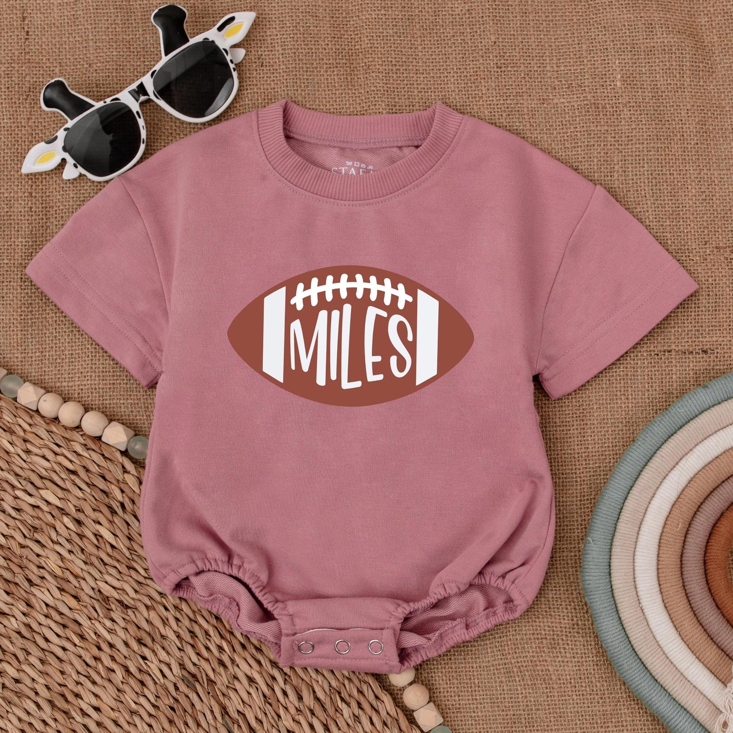 Custom Football Romper for Baby's 1st Birthday, Game Day Outfit