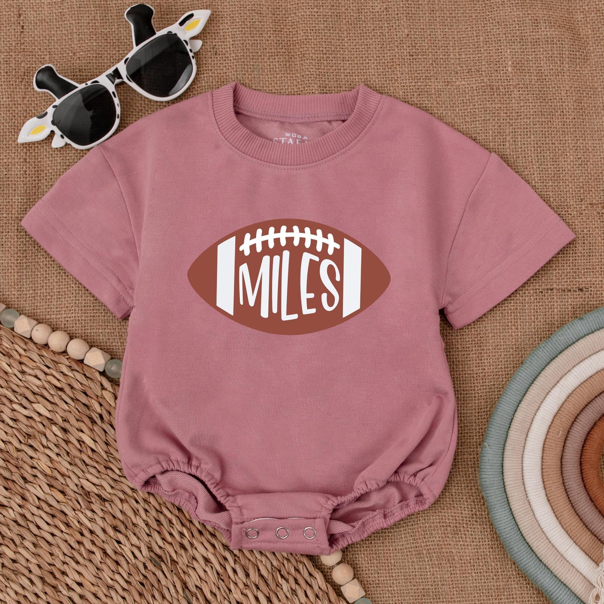 Custom Football Romper for Baby's 1st Birthday, Game Day Outfit