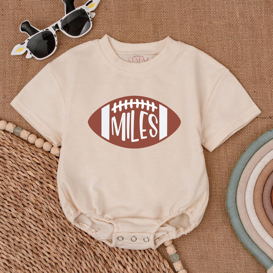 Custom Football Romper for Baby's 1st Birthday, Game Day Outfit