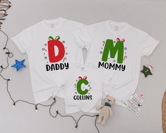 Custom Christmas Family Tees: Monogrammed Vintage Matching Outfits