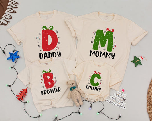 Custom Christmas Family Tees: Monogrammed Vintage Matching Outfits