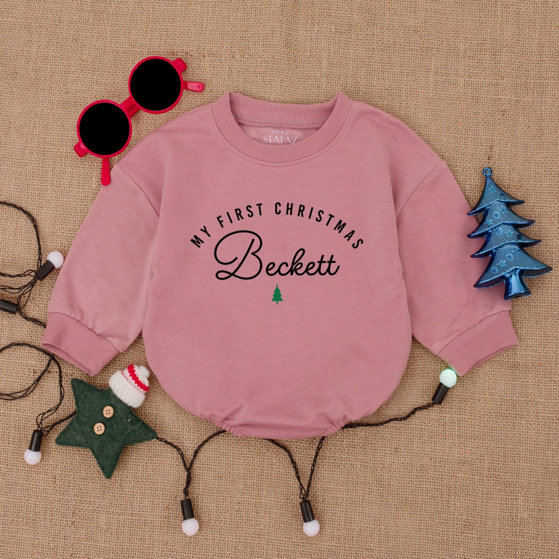 Custom Christmas Bubble Romper: Personalized Baby's First Outfit