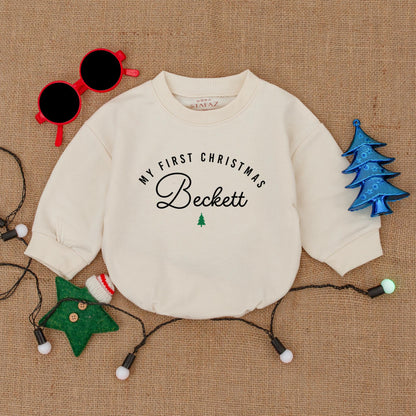 Custom Christmas Bubble Romper: Personalized Baby's First Outfit