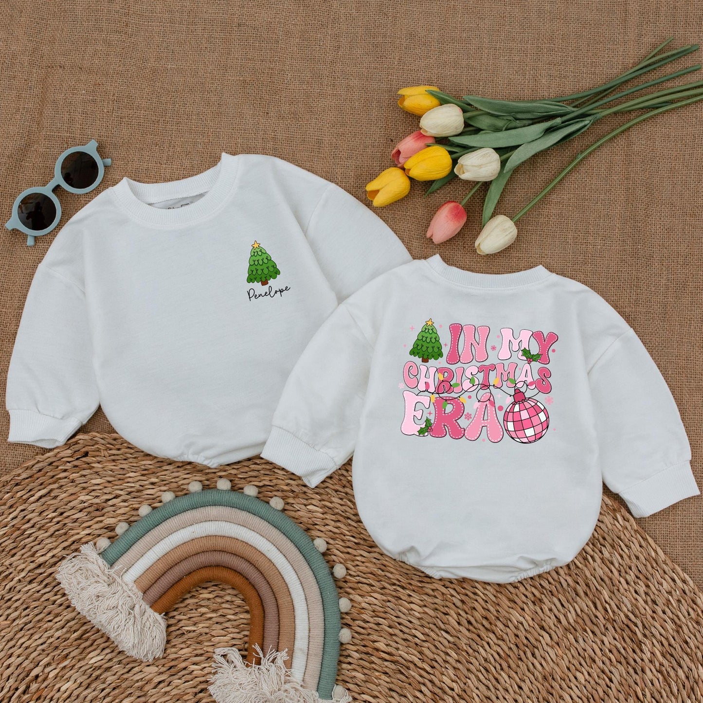 First Christmas Romper - Baby Girl Outfit, Winter Bodysuit Gift