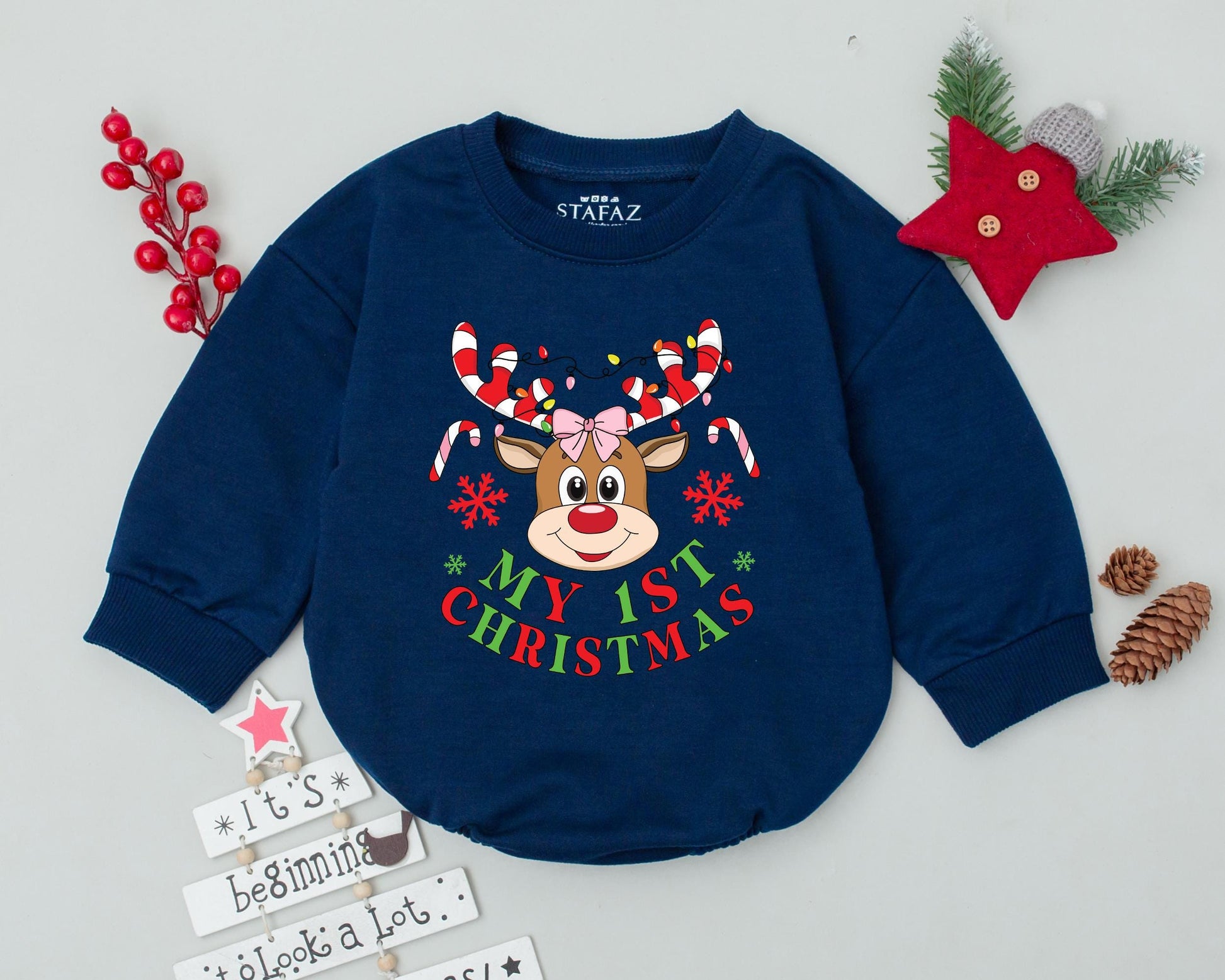 Adorable Reindeer Baby Romper – Perfect Christmas Outfit and Gift