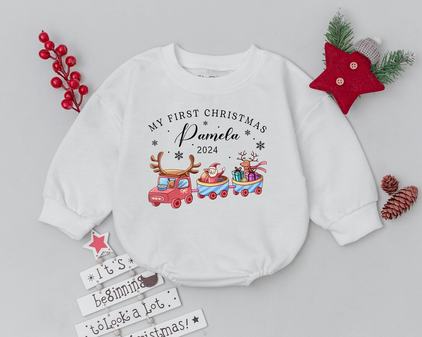 Personalized Christmas Romper & Sweatshirt - Baby's Holiday Outfit