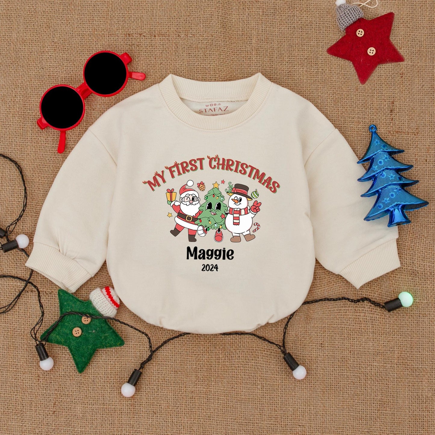 Custom Name Christmas Romper: Baby’s First Holiday Outfit Gift