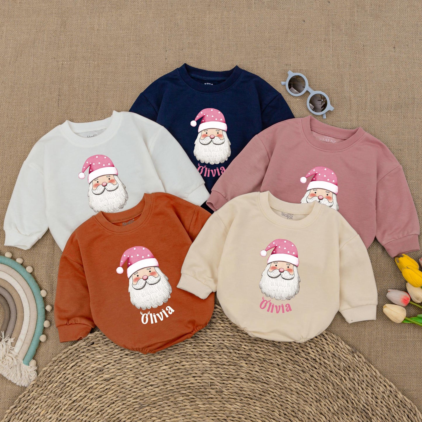 Pink Santa Romper: Baby's First Christmas Outfit & Gift Delight