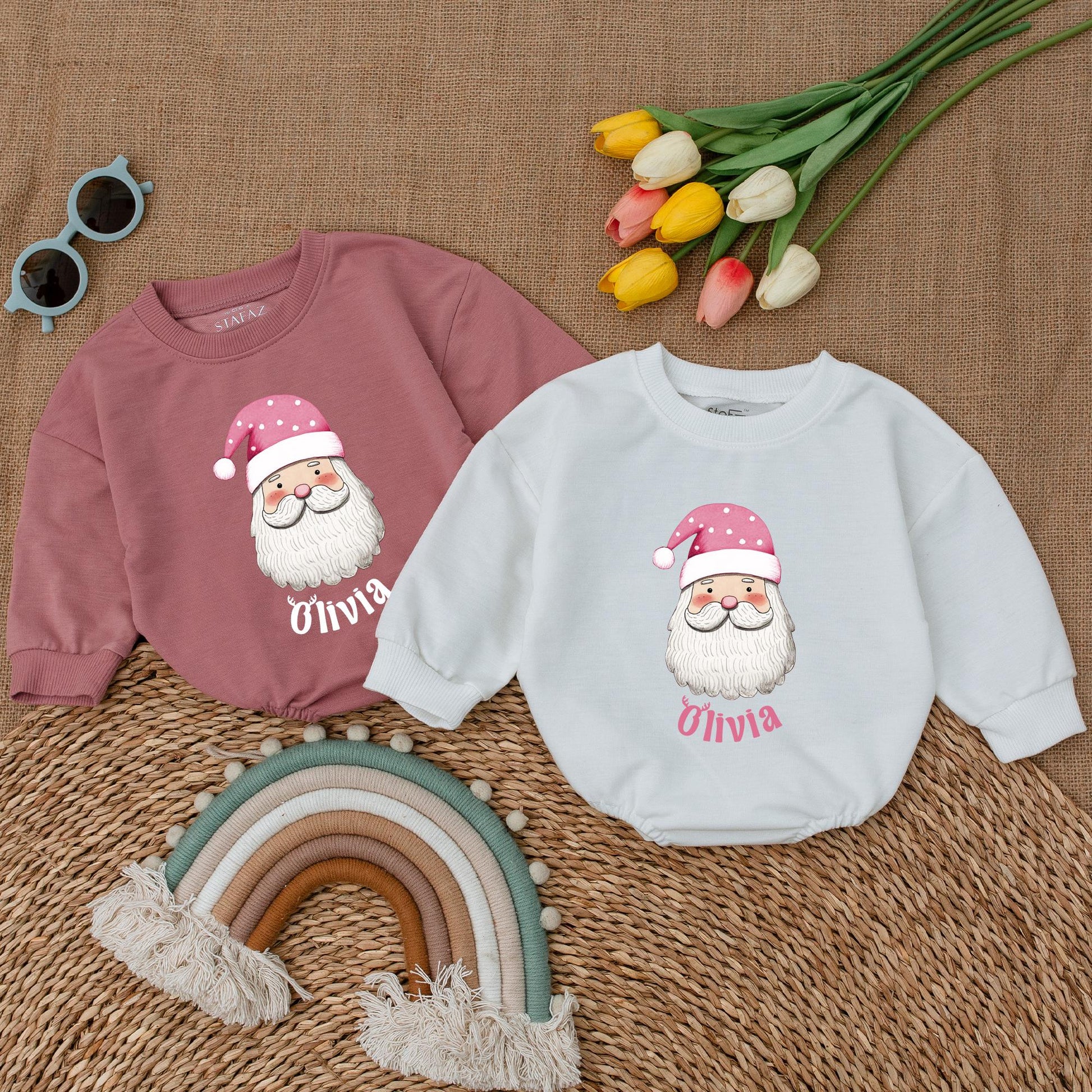 Pink Santa Romper: Baby's First Christmas Outfit & Gift Delight