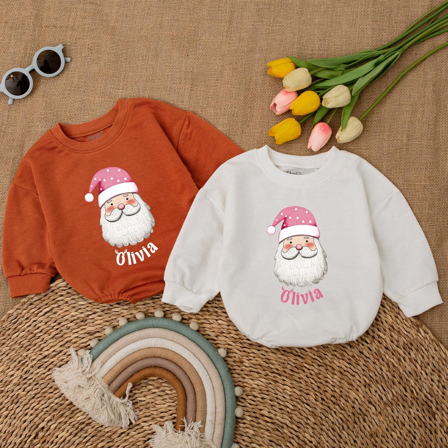 Pink Santa Romper: Baby's First Christmas Outfit & Gift Delight