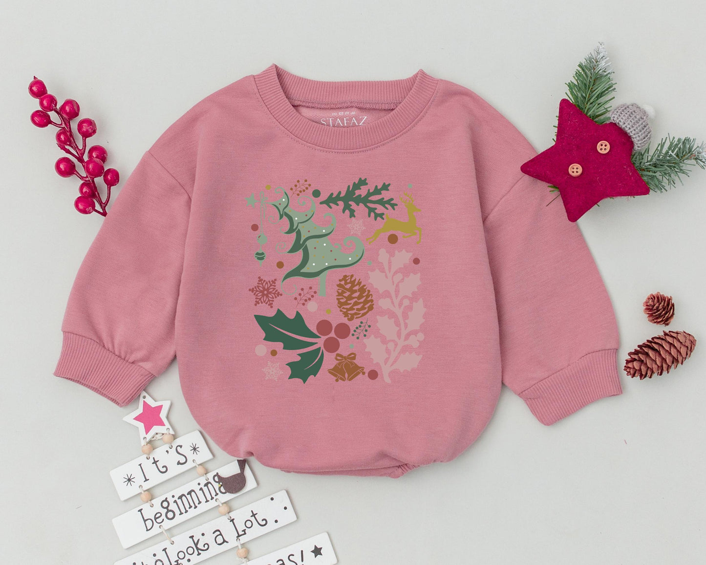 Boho Baby's First Christmas Outfit: Stylish Unisex Romper Gift
