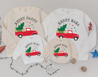 Festive Family Sweatshirts: Mama & Mini Christmas Farm Outfit  