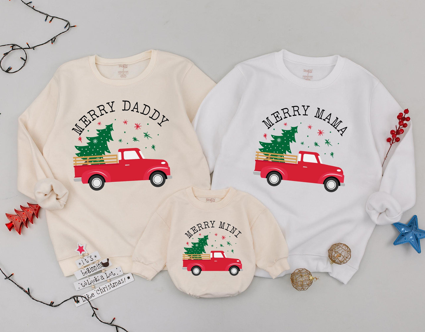 Festive Family Sweatshirts: Mama & Mini Christmas Farm Outfit  