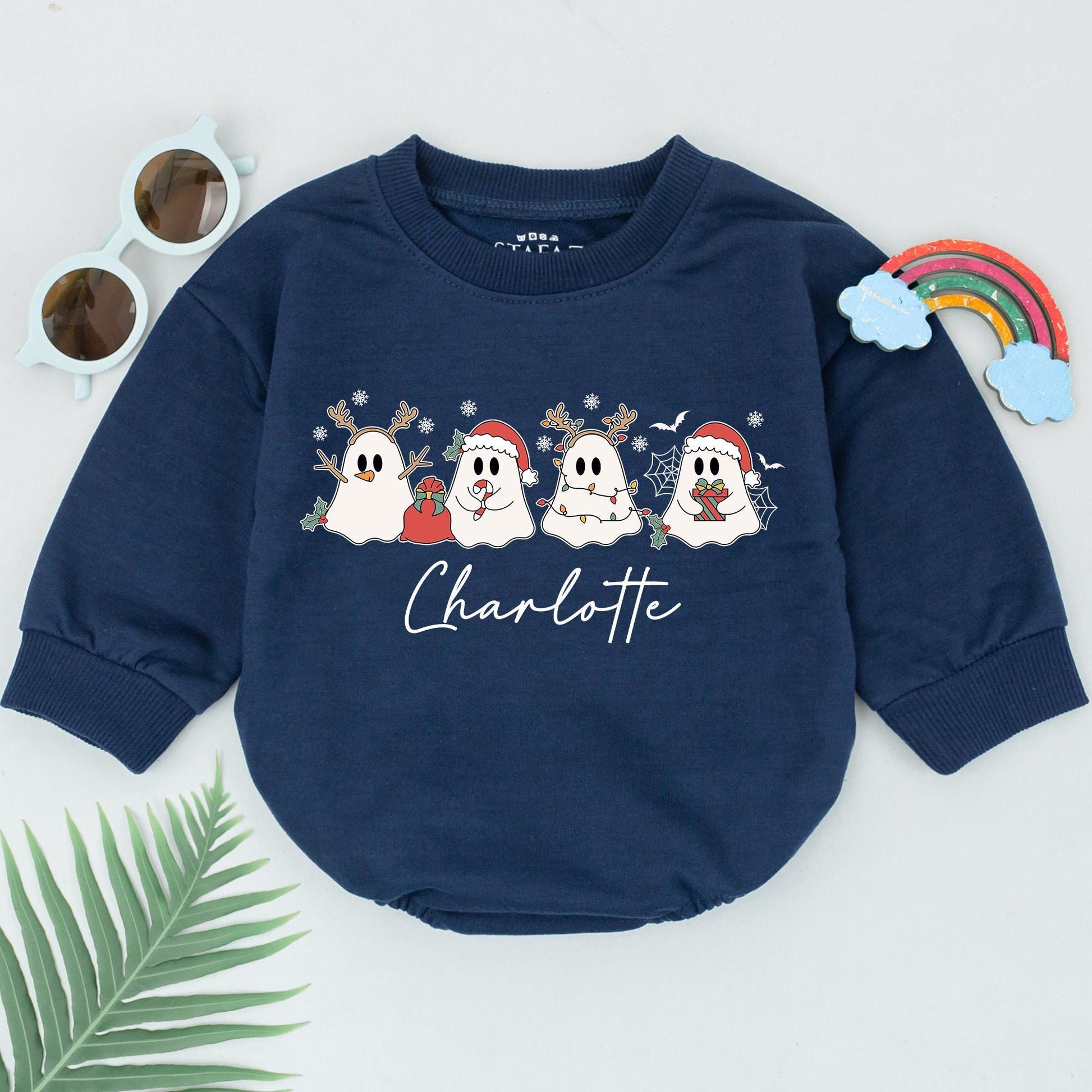 Custom Christmas Ghost Romper: Baby's 1st Holiday Outfit & Gift