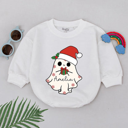 Custom Christmas Ghost Romper, 1st Christmas, Baby Shower Gift