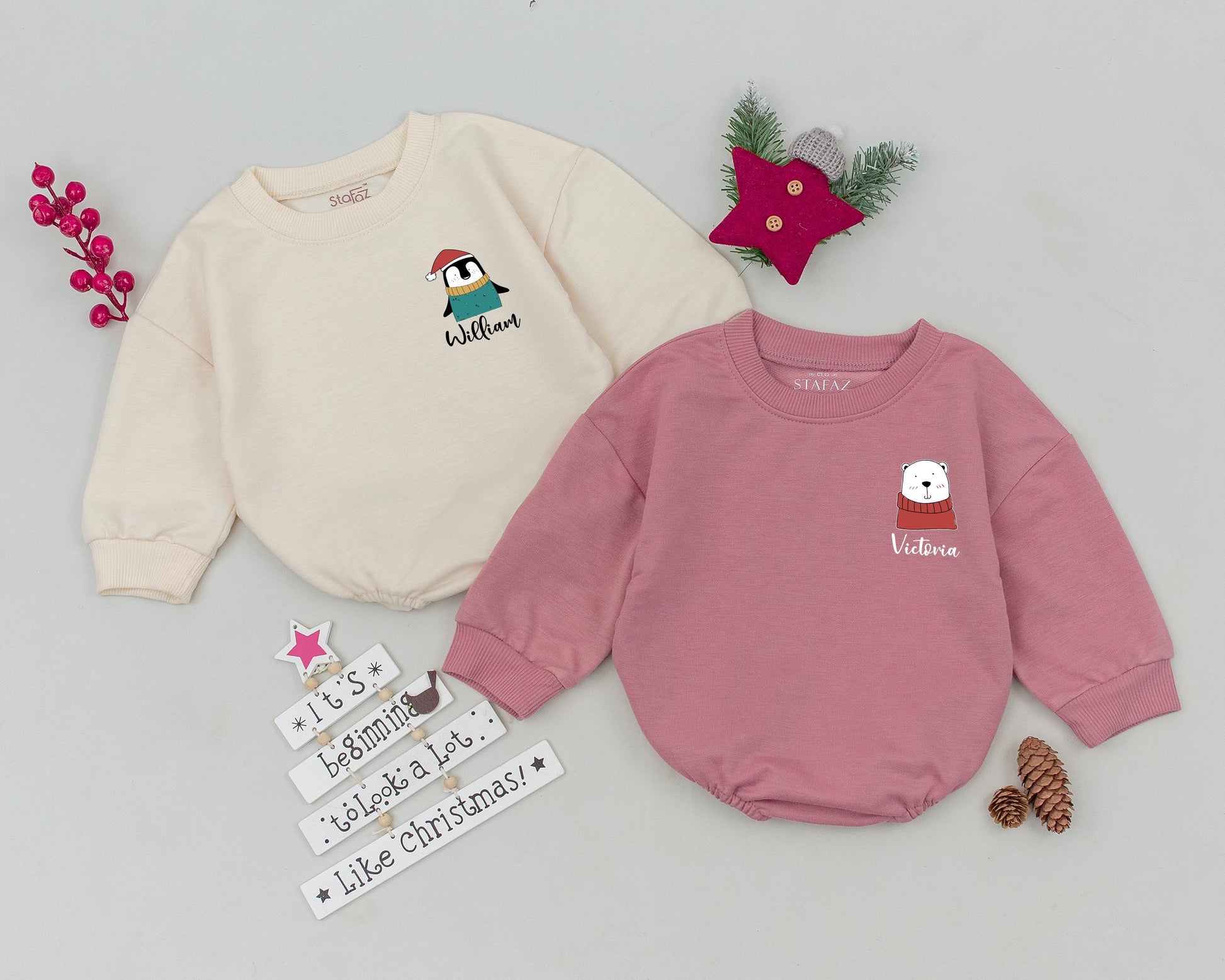 Personalized Baby Xmas Romper – First Christmas & Shower Gift