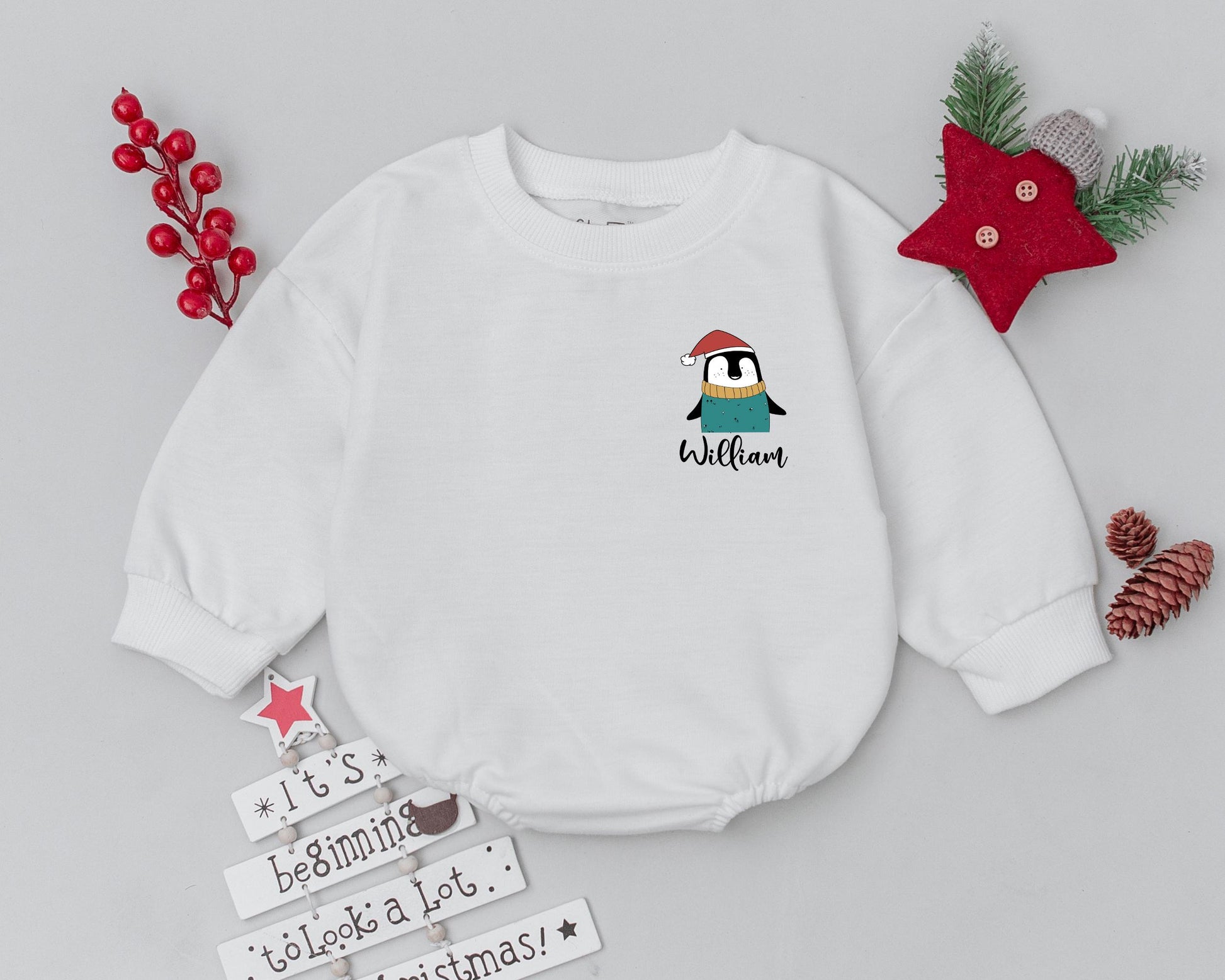 Personalized Baby Xmas Romper – First Christmas & Shower Gift