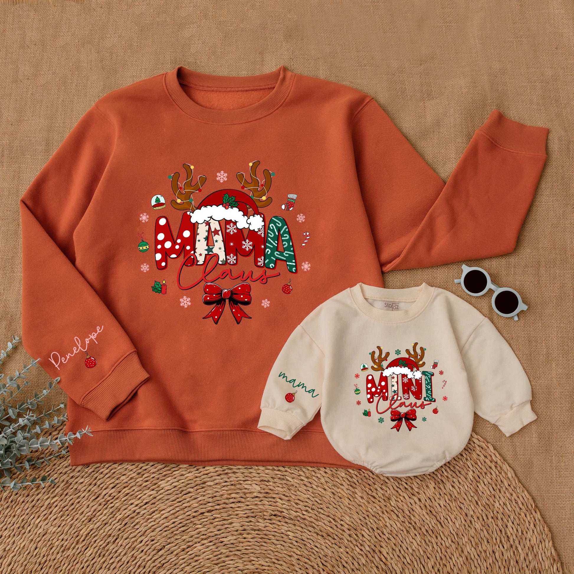 Mama & Mini Claus Christmas Sweatshirts: Matching Mommy & Me Outfits