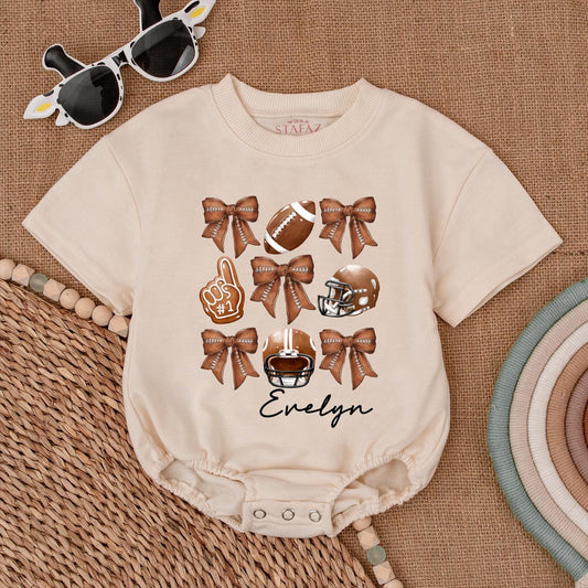 Custom Football Romper: Personalized Baby Outfit for Game Day