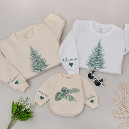 Matching Family Christmas Sweaters: Pinecone Tree Design for All