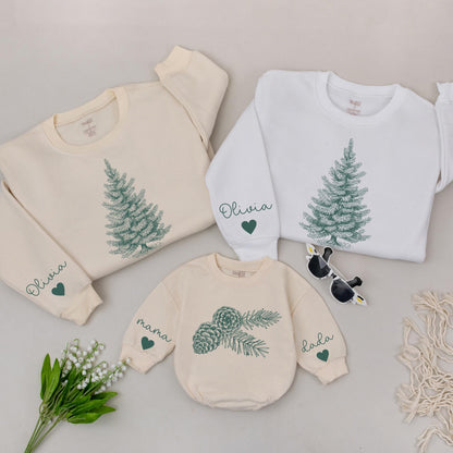 Matching Family Christmas Sweaters: Pinecone Tree Design for All