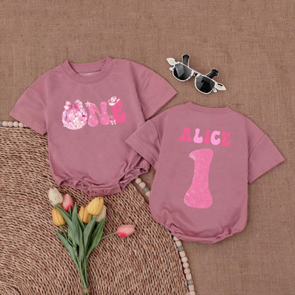 Disco Ball 1st Birthday Romper, Custom Baby Girl Outfit & Gift