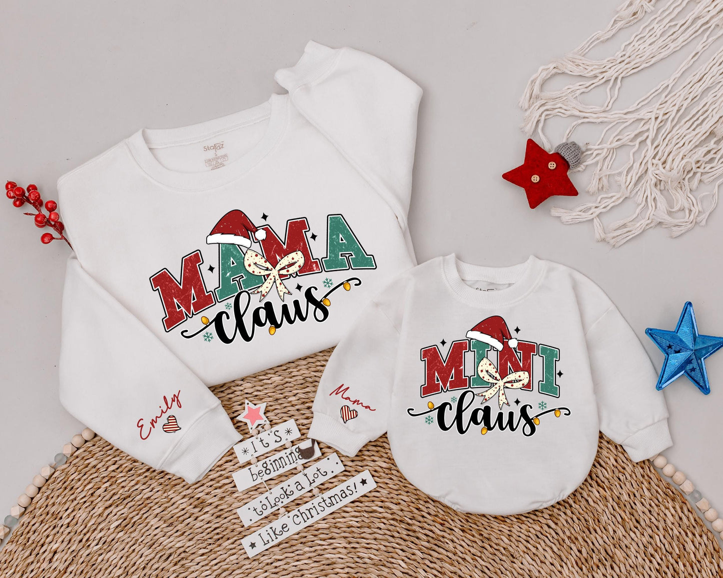 Mama Claus & Mini Claus Christmas Matching Outfits for Mom & Baby