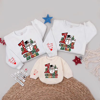 Custom Family Xmas Sweatshirt: 1st Christmas as Mom & Dad Shirt