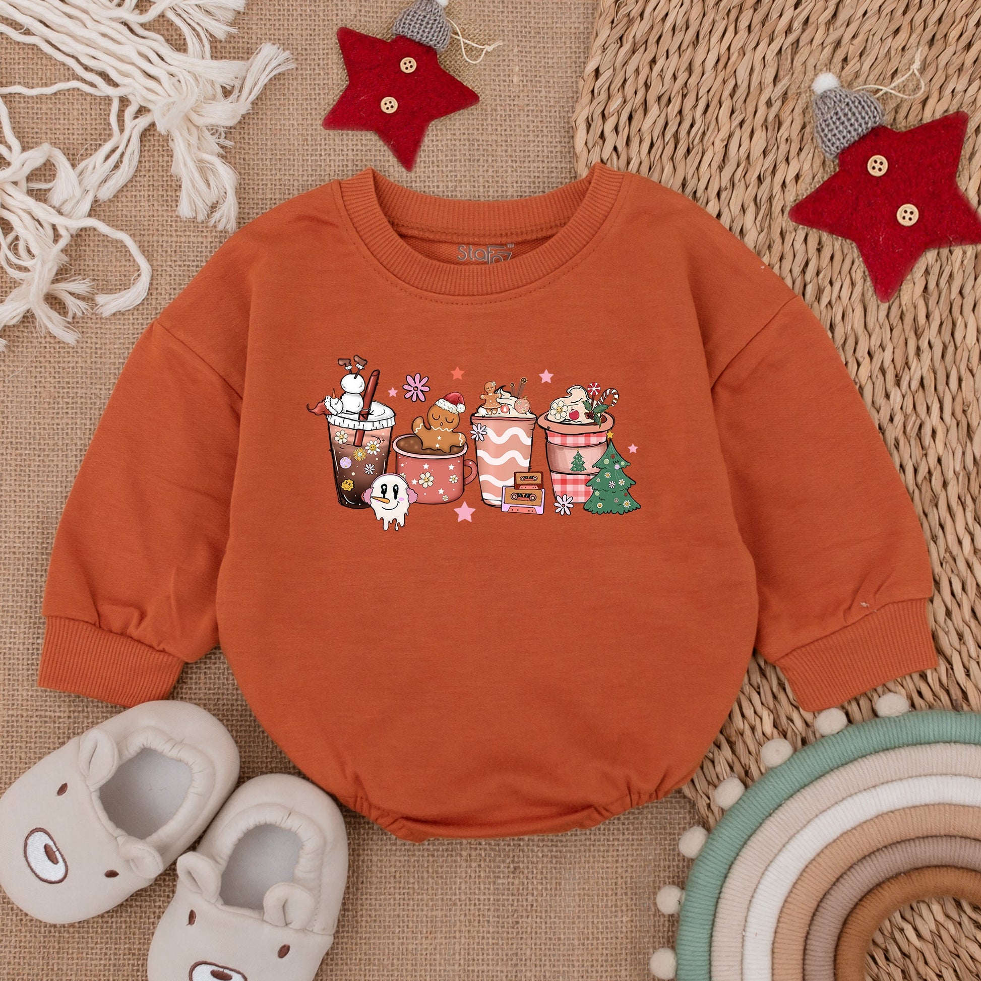 First Christmas Coffee Newborn Romper – Baby Holiday Outfit