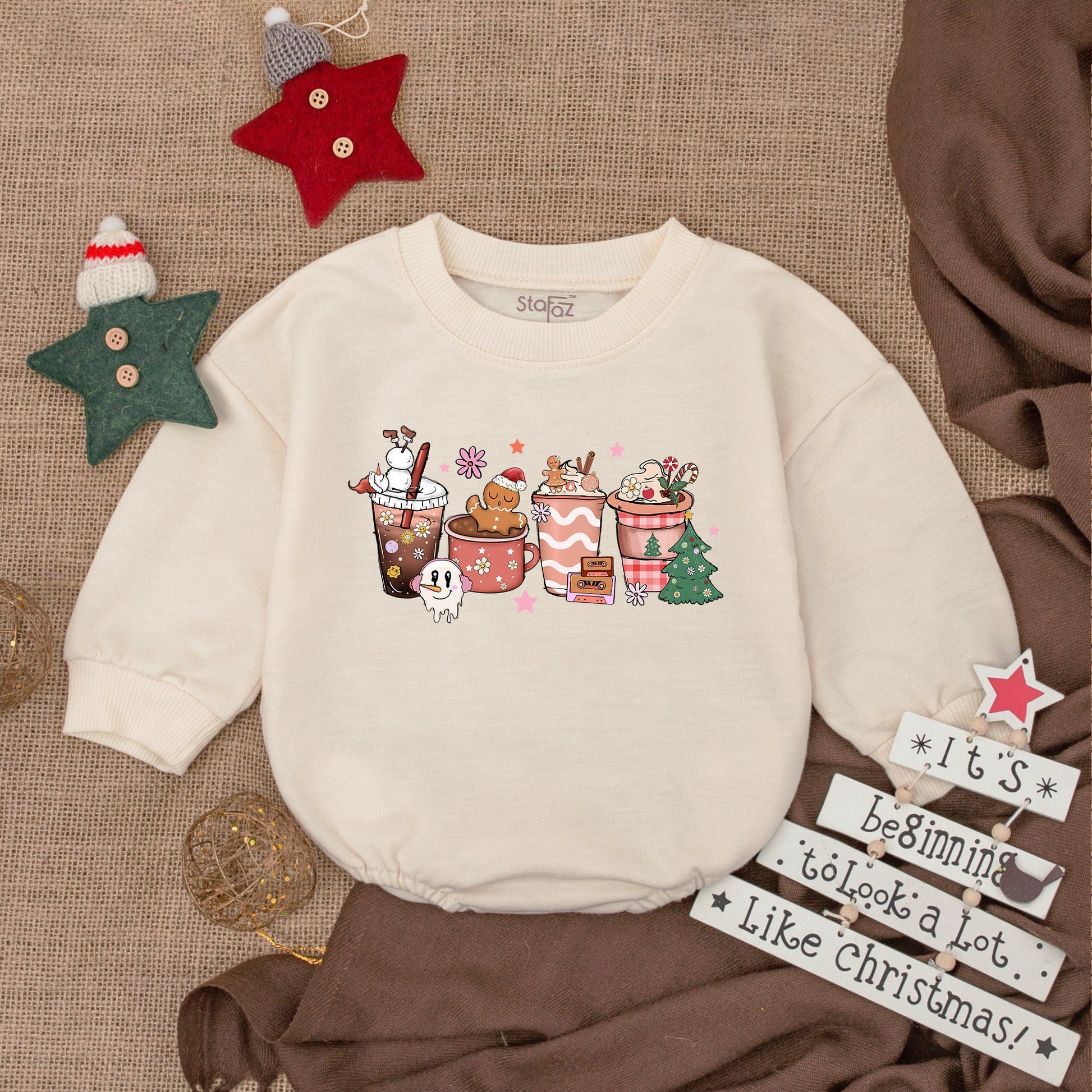 First Christmas Coffee Newborn Romper – Baby Holiday Outfit