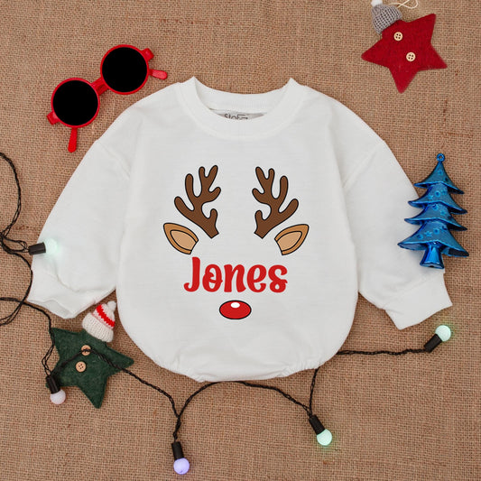 Reindeer First Christmas Baby Romper – Festive Infant Bodysuit Gift