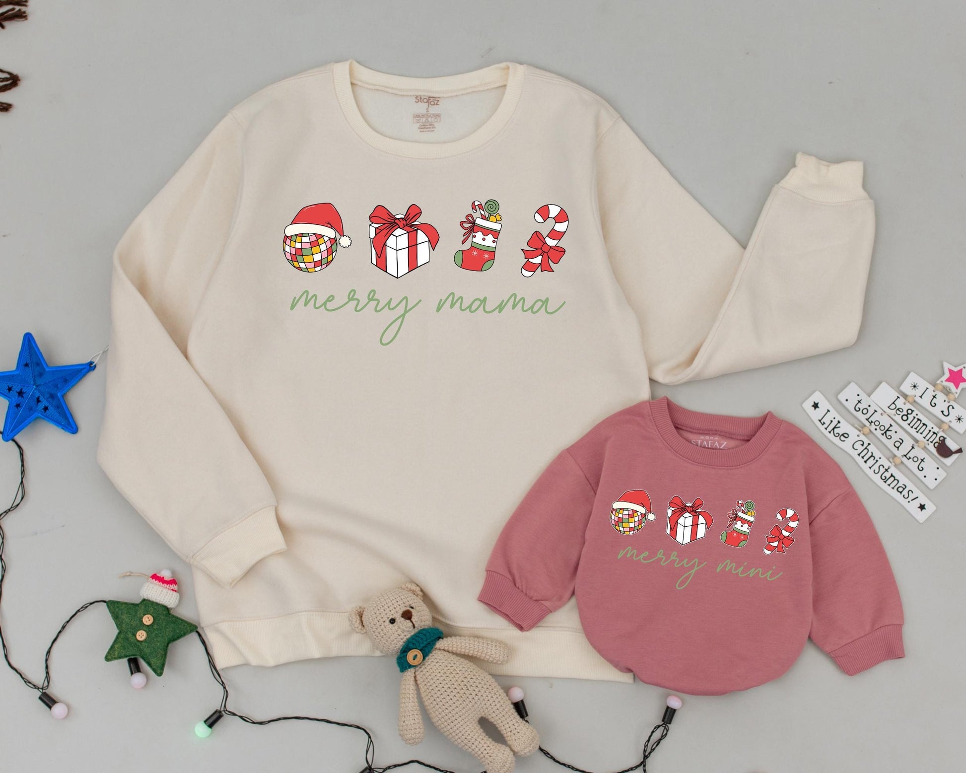 Mama and Mini Christmas Sweatshirts: Matching Vintage Family Outfit