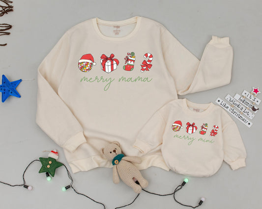 Mama and Mini Christmas Sweatshirts: Matching Vintage Family Outfit