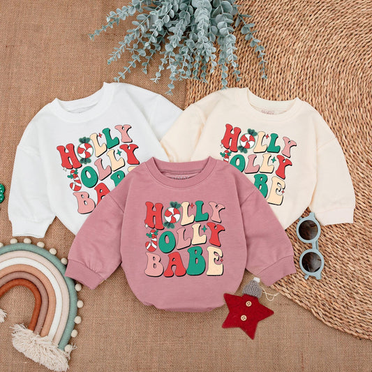 Holly Jolly Baby Romper, First Christmas Outfit, Cozy Baby Clothes