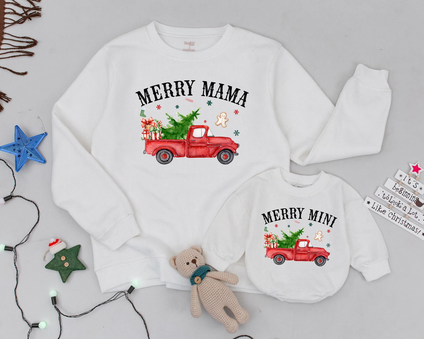 Mama and Mini Western Christmas Sweatshirts: Retro Matching Outfit