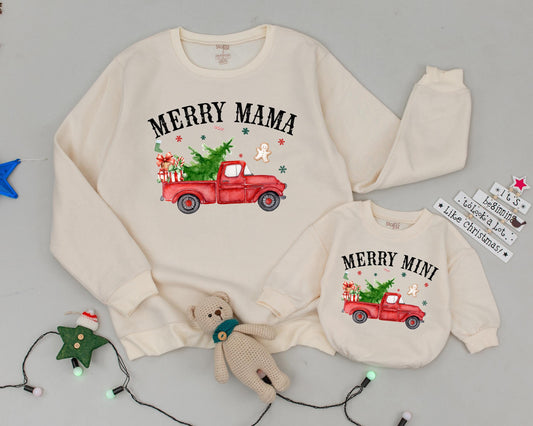 Mama and Mini Western Christmas Sweatshirts: Retro Matching Outfit