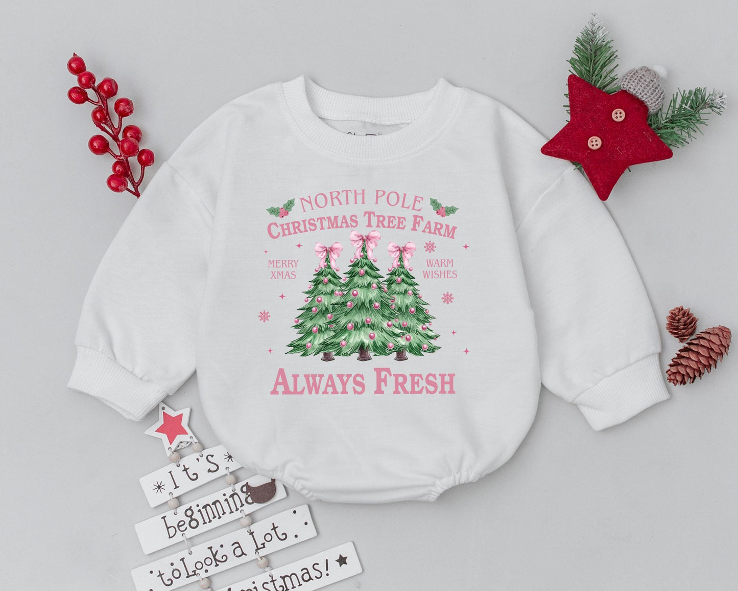 Vintage Christmas Outfit Set: Romper & Toddler Sweater Gift