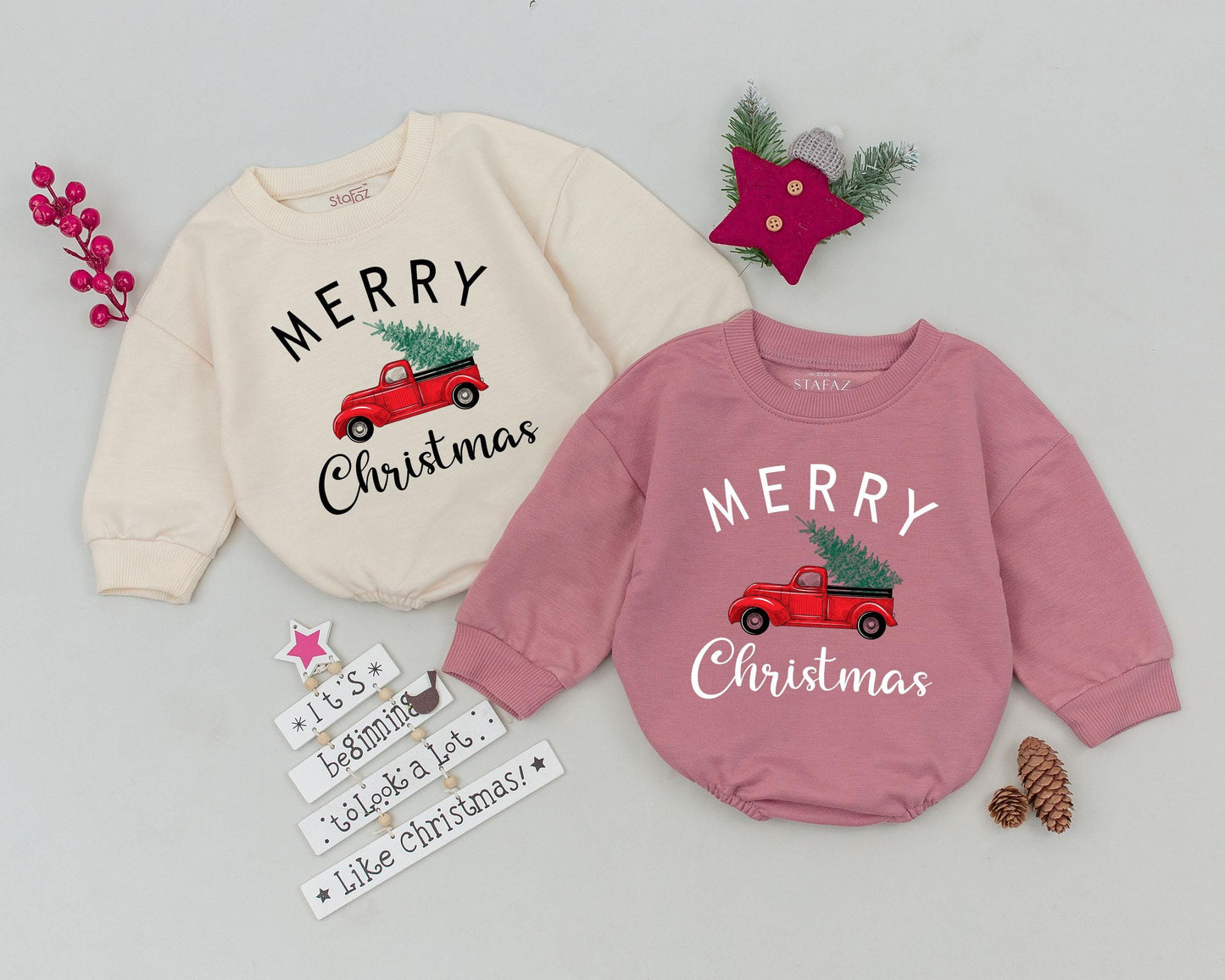 Vintage Christmas Romper, First Holiday Baby Outfit, Custom Gift