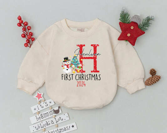 Custom Baby Christmas Outfit - Personalized Name Bubble Romper