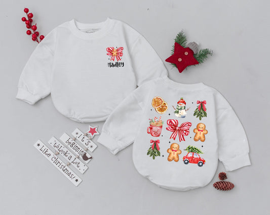 Custom Name Bow Romper: Baby’s First Christmas Outfit & Gift