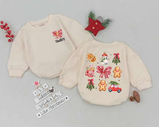 Custom Name Bow Romper: Baby’s First Christmas Outfit & Gift